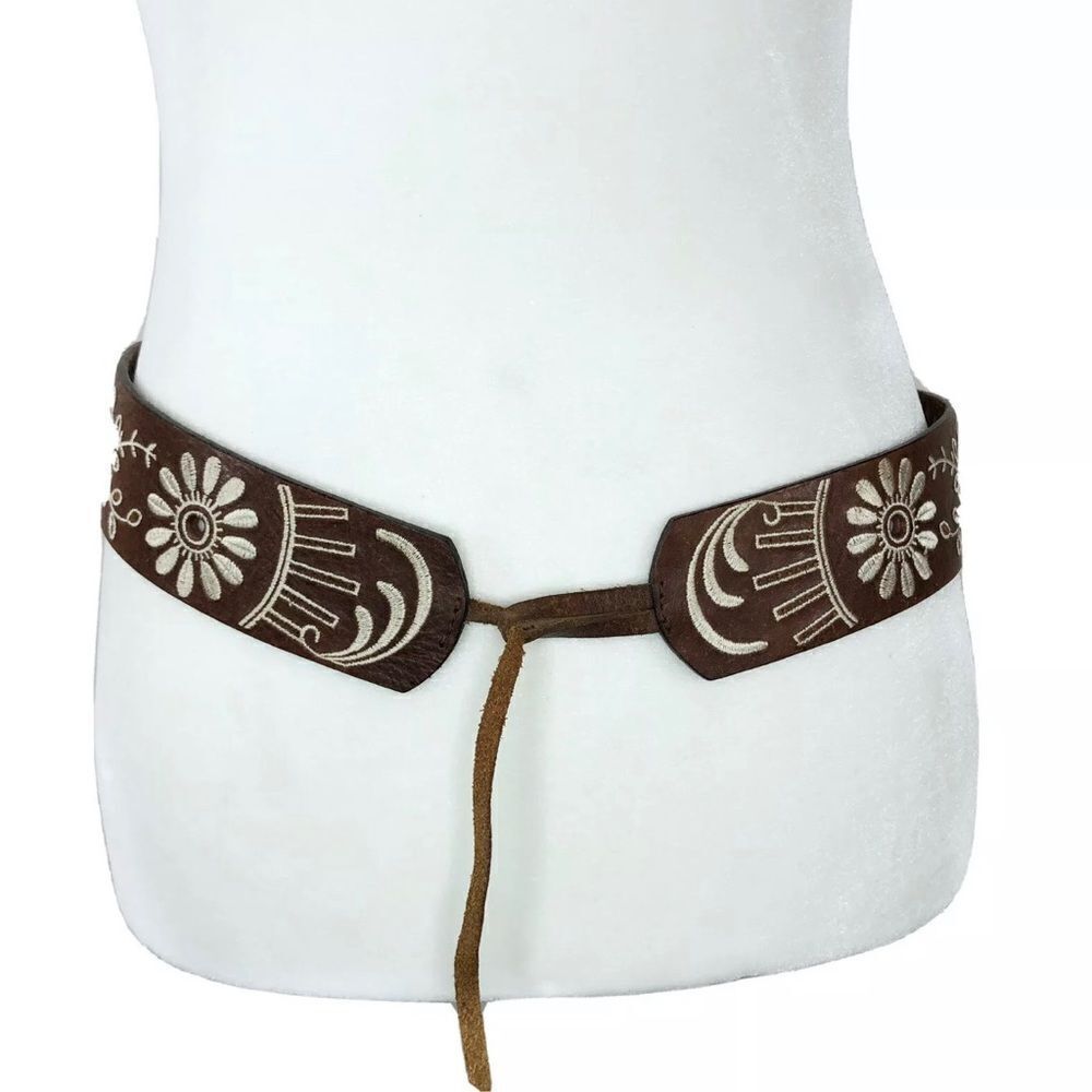 J Crew embroidered leather boho wester tassel belt - Picture 2 of 8